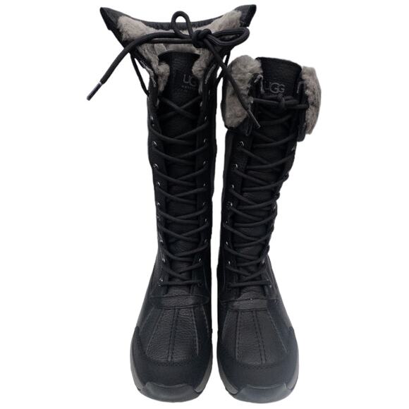 Authentic Ugg Adirondack III Tall Boot Black Gray Womens Waterproof Winter Snow - Picture 10 of 11